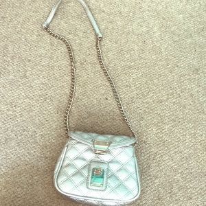 Silver quilted crossbody handbag